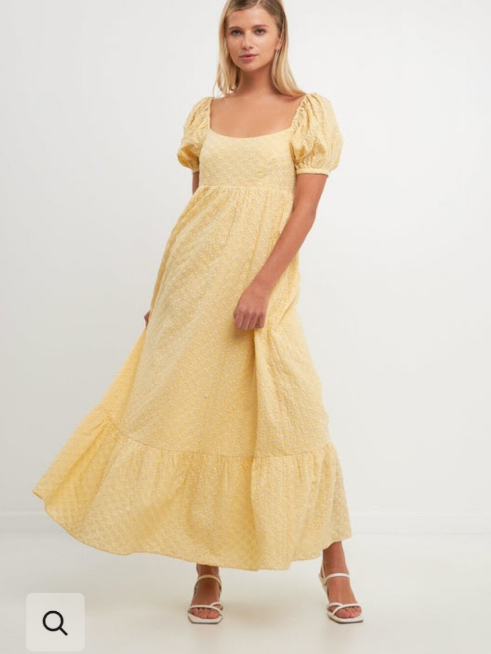 Free The Roses Floral Embroidered Maxi Dress Sz XS Yellow/white